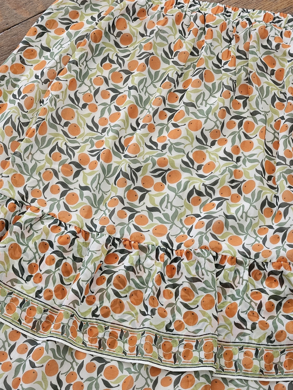 Women’s Orange Print Ruffle Maxi Skirt Max STUDIO sz M - Picture 4 of 11